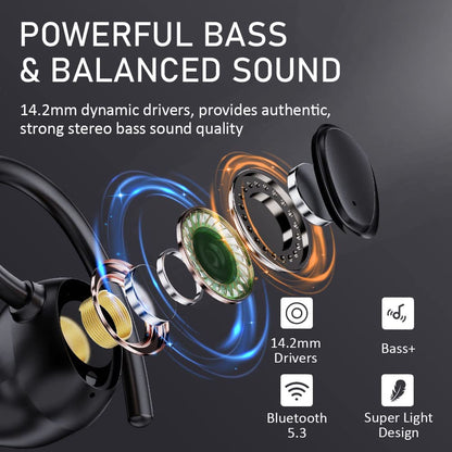 Wireless Earbud, Bluetooth 5.1 Headphones Sport Wireless Bluetooth Earphones in Ear Noise Cancelling Earbud with Mic Deep Bass, Earhooks Ear Buds IP7 Waterproof 48H Headset for Running Gym[2021 New] | IP7 Waterproof Wireless Earphones Ear Hooks, ENC Noise Cancelling Earbuds Stereo Sound, 48H,USB-C Headsets with Mic