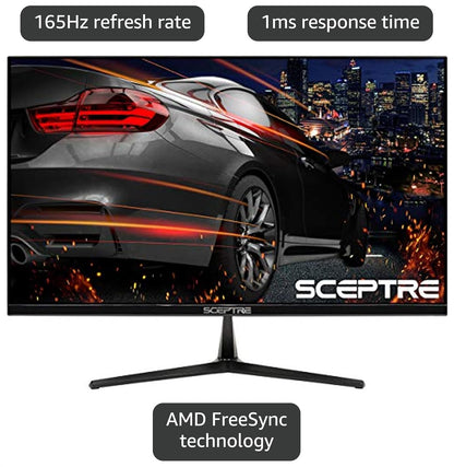 E255B-1658A 25" FHD 1080P 165Hz 144Hz 1Ms AMD Freesync Gaming LED Monitor 2X HDMI 2.0 1X Displayport RTS FPS Build-In Speakers, Machine Black, Metallic Black